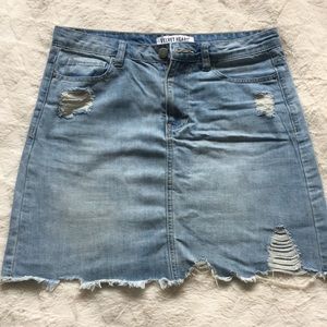 Distressed Denim Mini Skirt SIZE 28